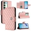 Realme V70/14x/C75 5G Coral Pink Rhombic Flip Leather Case with Lanyard - 1