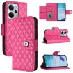 Realme 14 5G/P3 5G Rhombic Flip Leather Case with Lanyard - Rose Red - 1