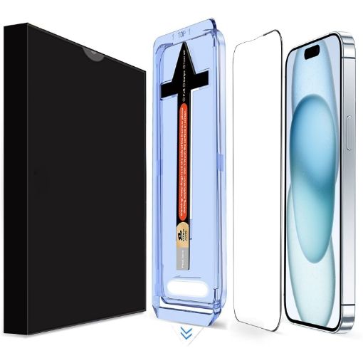 iPhone 15 LK Easy Install HD Tempered Glass Film - Black - 1