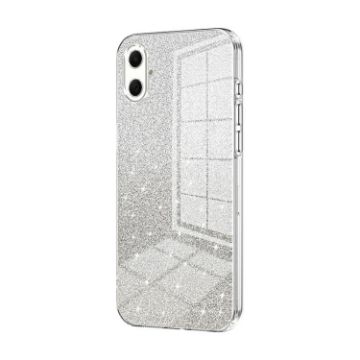 Samsung Galaxy A07 Glitter Gradient Electroplated Phone Case - Transparent - 1