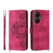 Redmi Turbo 4 Pro/Poco F7 Wine Red Floral Embossed Leather Wallet Case - 1