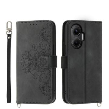 Redmi Turbo 4 Pro/Poco F7 Embossed Flowers Wallet Leather Case Black - 1