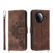 Redmi K80/K80 Pro Brown Embossed Flowers Wallet Leather Phone Case - 1