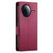 Redmi K80/K80 Pro Wine Red Magnetic Leather Phone Case - Frosted Finish - 3