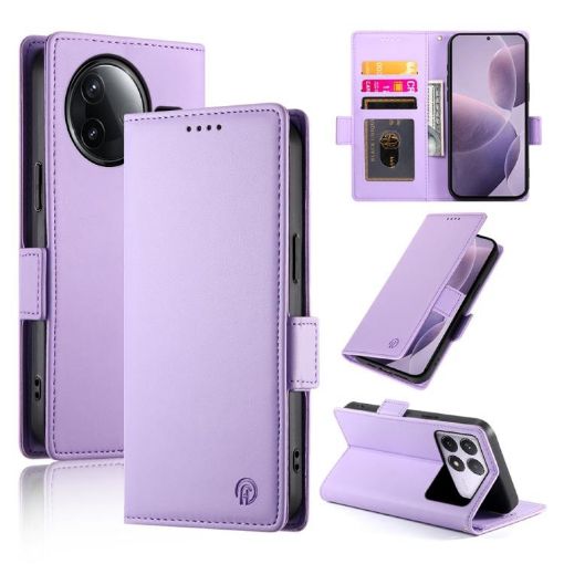 Redmi K80/K80 Pro Purple Magnetic Frosted Leather Phone Case - 1