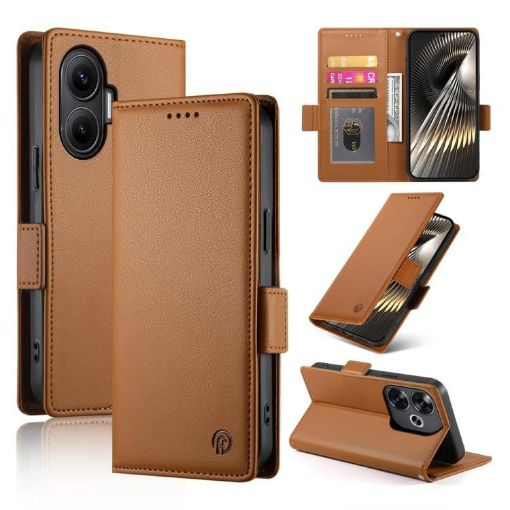 Redmi Turbo 4 Pro/Poco F7 Magnetic Leather Phone Case - Brown - 1