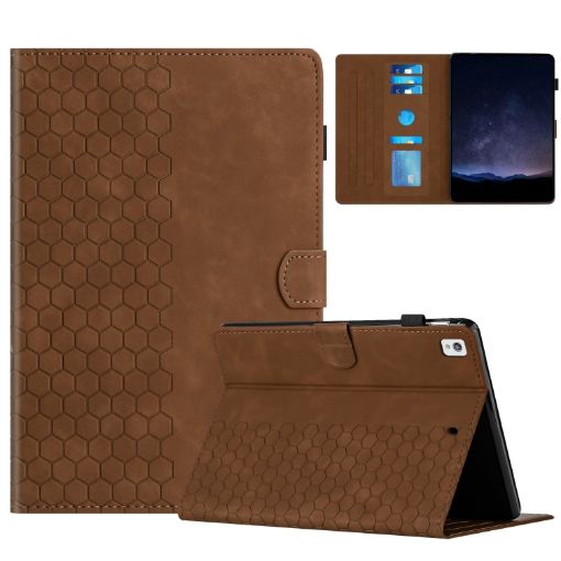 Samsung Galaxy Tab A7 2020 T500 Honeycomb Leather Case Brown - 1