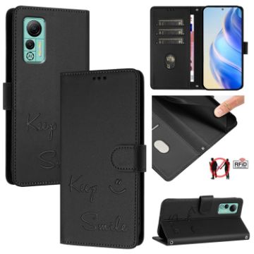 Ulefone Note 14 Black RFID Leather Phone Case - Smile Embossing - 1