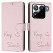 Xiaomi 15S Pro 5G Pink Smile Embossing RFID Leather Phone Case - 2