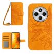Redmi 14C 4G Sunflower Embossed Flip Leather Case with Lanyard Yellow - 1