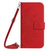 Redmi 14C 4G Sunflower Embossed Flip Leather Case with Lanyard Red - 2