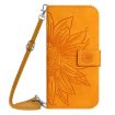 Redmi Note 14 5G Yellow Sunflower Embossed Leather Flip Case with Lanyard - 2