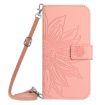 Redmi Note 14 5G Pink Sunflower Embossed Leather Flip Case with Lanyard - 2