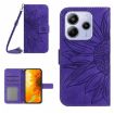 Redmi Note 14 4G EU Sunflower Embossed Flip Leather Case Dark Purple - 1