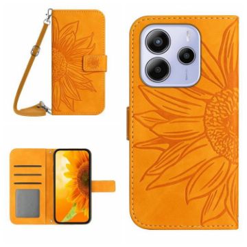 Redmi Note 14 4G EU Sunflower Embossed Flip Leather Case Yellow - 1