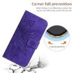 Redmi 13x Dark Purple Sun Flower Embossed Flip Leather Case with Lanyard - 5