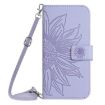Redmi 13x Purple Sun Flower Embossed Flip Leather Case with Lanyard - 2