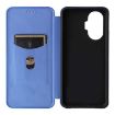 Xiaomi Poco F7 5G Global Flip Leather Phone Case Blue - Carbon Fiber Texture - 4