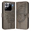 Xiaomi 15S Pro 5G Grey Embossed Butterfly Leather Phone Case - 2
