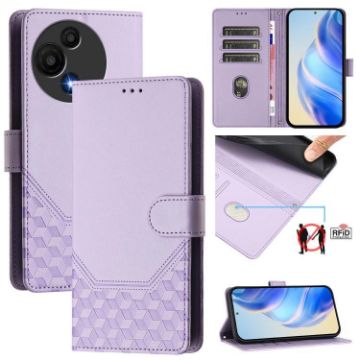 TCL 605/60 SE Light Purple Honeycomb RFID Leather Phone Case - 1