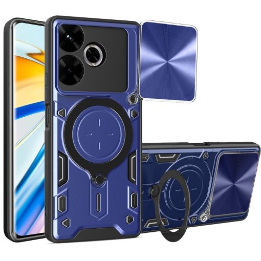 Redmi 13 4G Global CD Texture Camshield Magnetic Holder Case Blue - 1