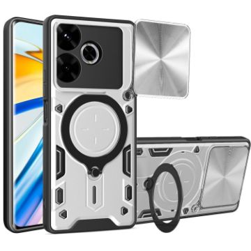 Redmi 13 4G Global Silver CD Texture Camshield Magnetic Case - 1