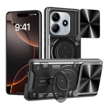 Redmi Note 14 5G Black Camshield Magnetic Holder Phone Case - 1