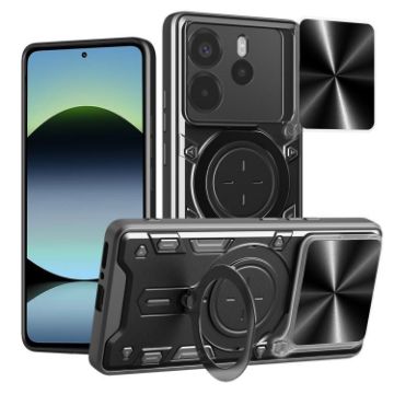 Redmi Note 14 4G Camshield Magnetic Holder Case Black 164.48mm CD Texture - 1