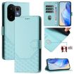 Vivo S30 Mint Green Honeycomb Embossing RFID Leather Phone Case - 1