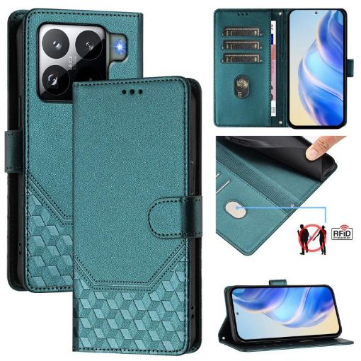 Xiaomi 15S Pro 5G Peacock Green RFID Leather Phone Case - 1