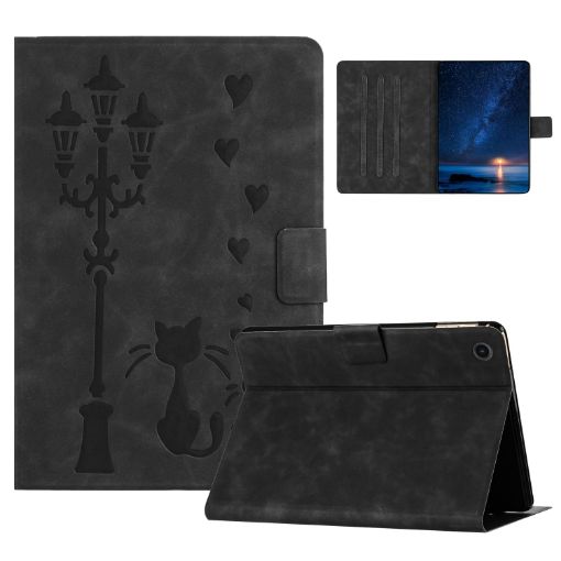 Samsung Galaxy Tab A8 10.5 2021 Cat Leather Case - Black - 1
