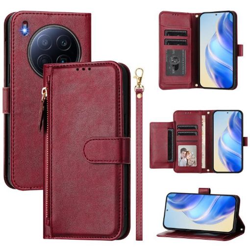 Tecno Camon 40 Premier Dark Red Leather Wallet Phone Case with Slots - 1