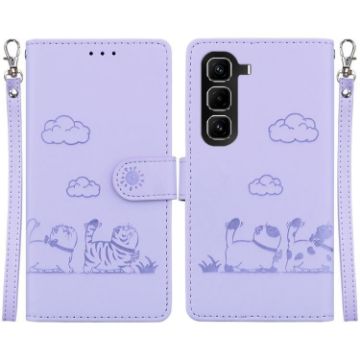 Infinix Hot 50 Pro 4G Purple Cute Cats RFID Leather Phone Case - 1