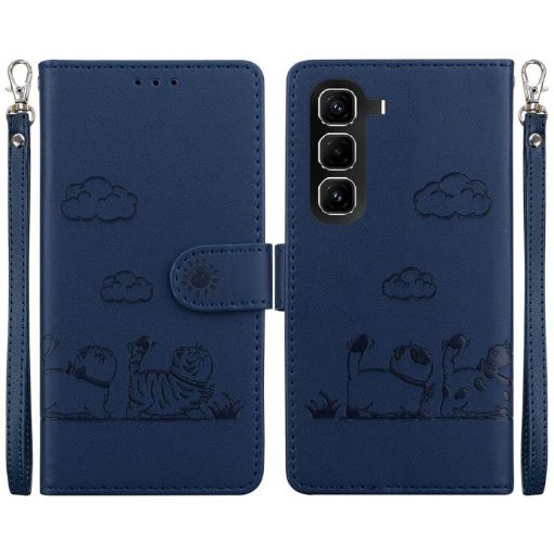 Infinix Hot 50 Pro+ 4G Blue RFID Leather Phone Case with Cute Cats - 1