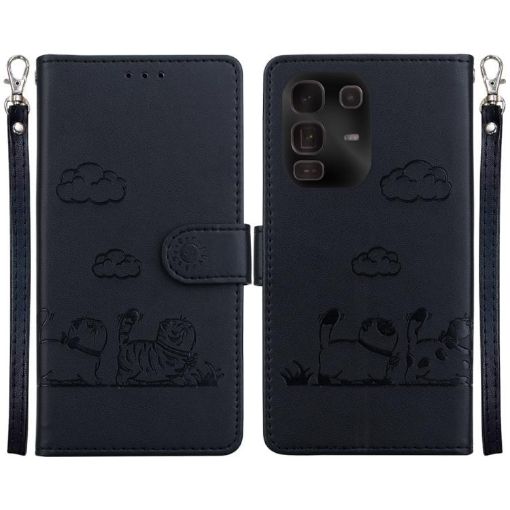 Infinix Note 50 Pro+ Black RFID Leather Phone Case with Cute Cats Design - 1
