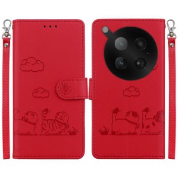Infinix Zero 40 4G/5G Red RFID Leather Phone Case with Cute Cats Design - 1