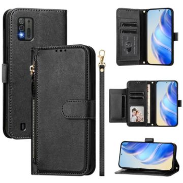 ZTE Blade A52 Lite Leather Phone Case with Multi-Card Slots - Black - 1