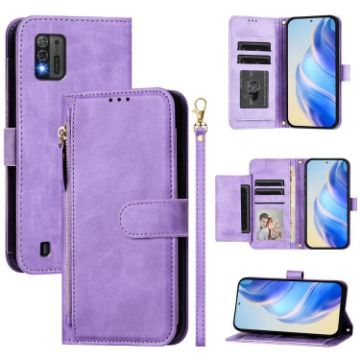 ZTE Blade A52 Lite Purple Leather Wallet Phone Case with Multi-Card Slots - 1