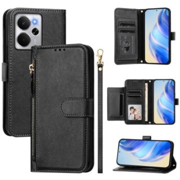 Realme 14/14T 5G Black Leather Wallet Phone Case with Multi-Card Slots - 1