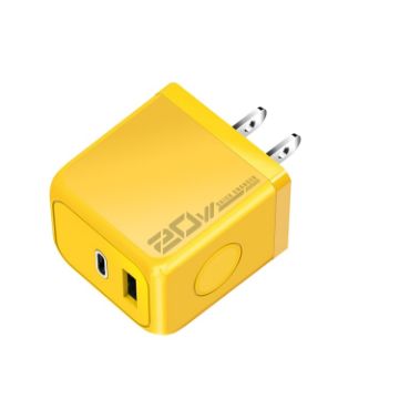 M167 PD 20W Type-C & USB QC 3.0 Fast Charger, US Plug, Yellow - 1