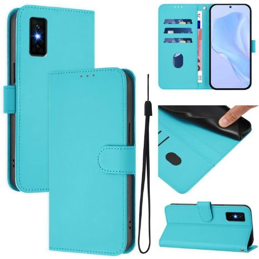 Infinix GT 30 Pro Lake Blue Leather Phone Case with Lanyard - 1
