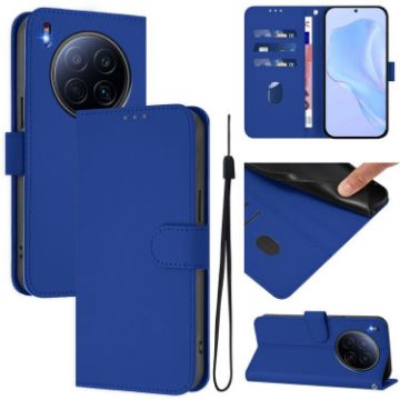 Tecno Camon 40 Premier Dark Blue Leather Phone Case with Lanyard - 1