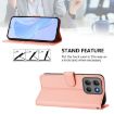 Moto G15 Pink Leather Phone Case with Lanyard - Solid Color Skin Feel - 3