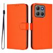 Moto G15 Power Leather Phone Case with Lanyard - Solid Orange Skin Feel - 2
