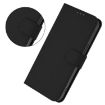 Moto G15 Black Leather Phone Case with Lanyard - Solid Color Skin Feel - 4