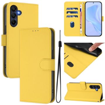 Samsung Galaxy A26 5G Leather Phone Case with Lanyard - Lemon Yellow - 1