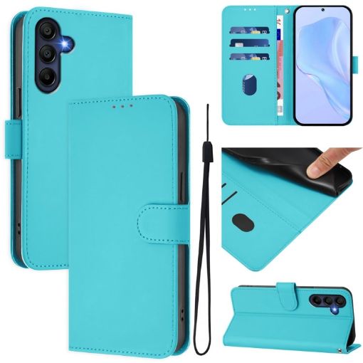 Samsung Galaxy A26 5G Lake Blue Leather Phone Case with Lanyard - 1