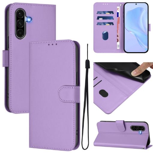 Samsung Galaxy A56 5G Leather Phone Case with Lanyard - Lavender Purple - 1
