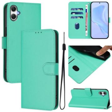 Samsung Galaxy A06 4G/5G Green Leather Phone Case with Lanyard - 1