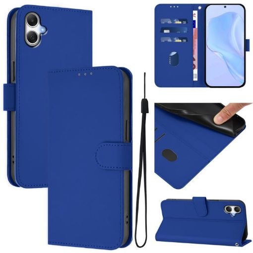 Samsung Galaxy A07 4G Dark Blue Leather Phone Case with Lanyard - 1